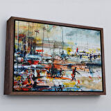 Altın Çerçeveli Limandaki Tekneler Kanvas Duvar Tablosu