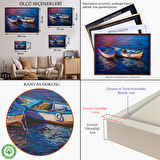 Beyaz Çerçeveli Balıkçı Tekneleri Kanvas Duvar Tablosu