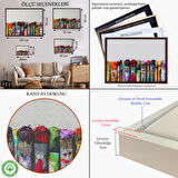 Siyah Çerçeveli Sanatsal Tuval Üzerinde Renkli Yağlı Boya Sanatçı Fırçaları Tablo