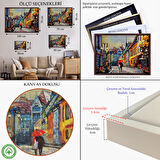 Kahverengi Çerçeveli Kiev Ukrayna Sokak Manzarası Duvar Tablosu