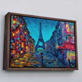 Kahverengi Çerçeveli Fransa Paris Sokakları Duvar Tablosu