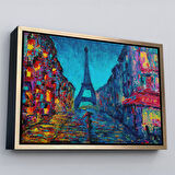 Kahverengi Çerçeveli Fransa Paris Sokakları Duvar Tablosu