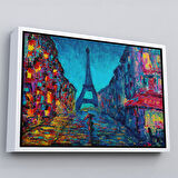 Kahverengi Çerçeveli Fransa Paris Sokakları Duvar Tablosu