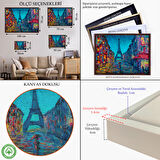 Kahverengi Çerçeveli Fransa Paris Sokakları Duvar Tablosu