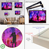 Altın Çerçeveli Eyfel Kulesi Önünde Öpüşen Çift Duvar Tablosu