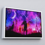 Kahverengi Çerçeveli Eyfel Kulesi Önünde Öpüşen Çift Duvar Tablosu