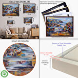 Beyaz Çerçeveli Volkan Eteğindeki Kasaba Duvar Tablosu