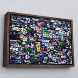 Altın Çerçeveli Kalabalık Şehir Manzarası Duvar Tablosu