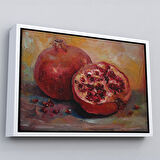Beyaz Çerçeveli Nar Yağlı Boya Görünümlü Klasik Sanat Tablosu