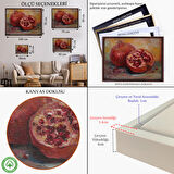 Beyaz Çerçeveli Nar Yağlı Boya Görünümlü Klasik Sanat Tablosu