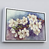 Altın Çerçeveli Beyaz Erik Çiçekleri Duvar Tablosu