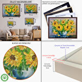 Beyaz Çerçeveli Vazodaki Ayçiçekleri Duvar Tablosu