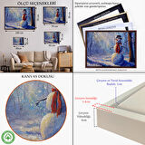 Kahverengi Çerçeveli Ormanında Güneş Işınlarıyla Aydınlatılan Kardanadam Tablosu