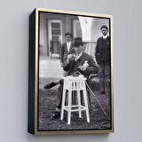 Altın Çerçeveli Atatürk Portre Tablosu Mustafa Kemal Atatürk Dikdörtgen Dekoratif Kanvas Tablo