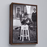 Altın Çerçeveli Atatürk Portre Tablosu Mustafa Kemal Atatürk Dikdörtgen Dekoratif Kanvas Tablo