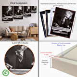 Altın Çerçeveli Atatürk Portre Tablosu Mustafa Kemal Atatürk Dikdörtgen Dekoratif Kanvas Tablo