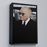 Altın Çerçeveli Atatürk Portre Tablosu Mustafa Kemal Atatürk Dikdörtgen Dekoratif Kanvas Tablo