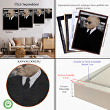 Altın Çerçeveli Atatürk Portre Tablosu Mustafa Kemal Atatürk Dikdörtgen Dekoratif Kanvas Tablo