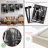 Altın Çerçeveli Atatürk Portre Tablosu Mustafa Kemal Atatürk Dikdörtgen Dekoratif Kanvas Tablo