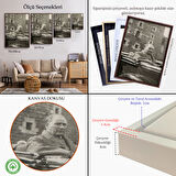 Kahverengi Çerçeveli Atatürk Portre Tablosu Mustafa Kemal Atatürk Dikdörtgen Dekoratif Kanvas Tablo