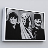 Beyaz Çerçeveli Atatürk Portre Tablosu Mustafa Kemal Atatürk Dikdörtgen Dekoratif Kanvas Tablo