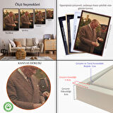 Altın Çerçeveli Atatürk Portre Tablosu Mustafa Kemal Atatürk Dikdörtgen Dekoratif Kanvas Tablo