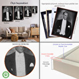 Altın Çerçeveli Atatürk Portre Tablosu Mustafa Kemal Atatürk Dikdörtgen Dekoratif Kanvas Tablo