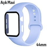 ALLY Apple Uyumlu Watch 4-5-6 44mm Silikon Kordon Kayış ve Ekran Koruyucu Kılıf-(5775)