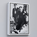Kahverengi Çerçeveli Atatürk Portre Tablosu Mustafa Kemal Atatürk Dikdörtgen Dekoratif Kanvas Tablo