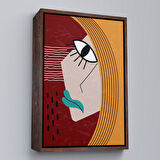 Kahverengi Çerçeveli Soyut Kadın Yüzü Tablosu