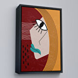 Kahverengi Çerçeveli Soyut Kadın Yüzü Tablosu