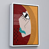 Kahverengi Çerçeveli Soyut Kadın Yüzü Tablosu