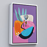 Altın Çerçeveli Soyut Renkli Çiçekler Tablosu