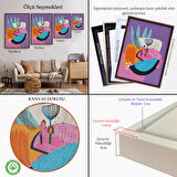 Altın Çerçeveli Soyut Renkli Çiçekler Tablosu