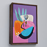 Beyaz Çerçeveli Soyut Renkli Çiçekler Tablosu