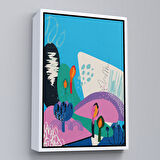 Siyah Çerçeveli Soyut Renkli Çiçekler Tablosu