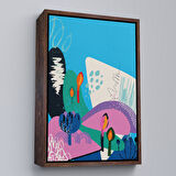 Siyah Çerçeveli Soyut Renkli Çiçekler Tablosu