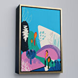 Siyah Çerçeveli Soyut Renkli Çiçekler Tablosu