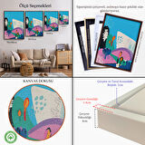 Siyah Çerçeveli Soyut Renkli Çiçekler Tablosu