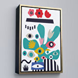 Altın Çerçeveli Soyut Renkli Tablo