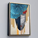 Beyaz Çerçeveli Soyut Kadın Yüzü Tablosu