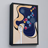 Kahverengi Çerçeveli Renkli Soyut Kadın Tablosu