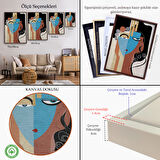 Beyaz Çerçeveli Renkli Soyut Kadın Tablosu