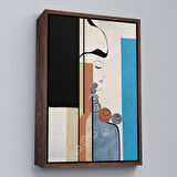 Siyah Çerçeveli Renkli Soyut Kadın Tablosu