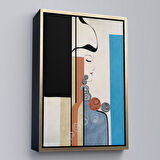 Siyah Çerçeveli Renkli Soyut Kadın Tablosu