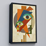 Kahverengi Çerçeveli Renkli Soyut Kadın Tablosu