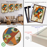 Kahverengi Çerçeveli Renkli Soyut Kadın Tablosu