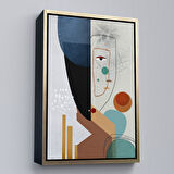 Kahverengi Çerçeveli Renkli Soyut Kadın Tablosu