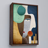 Siyah Çerçeveli Renkli Soyut Kadın Tablosu