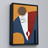 Beyaz Çerçeveli Renkli Soyut Kadın Tablosu